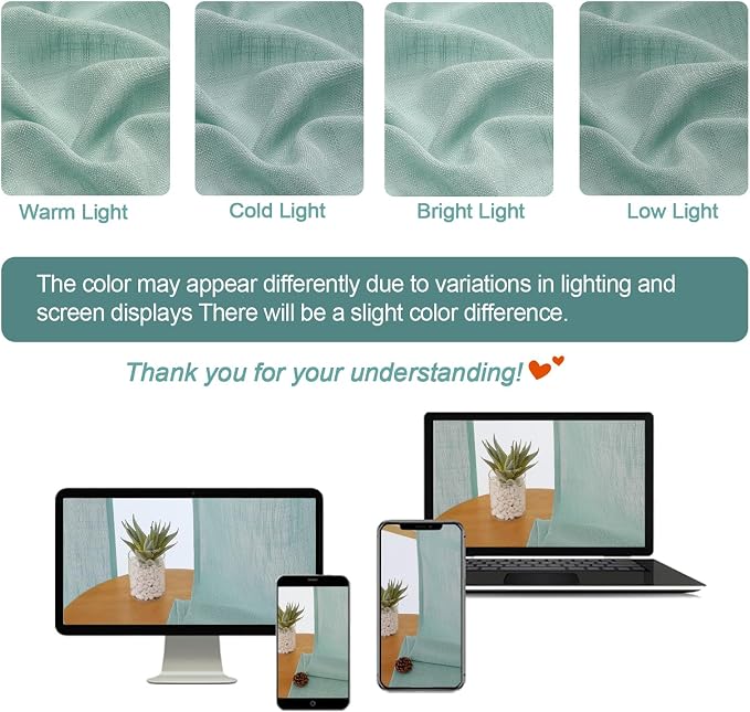 Chyhomenyc Extra Long Aqua Green Semi Sheer Curtains 108 Inches Long 2 Panels - Image 9