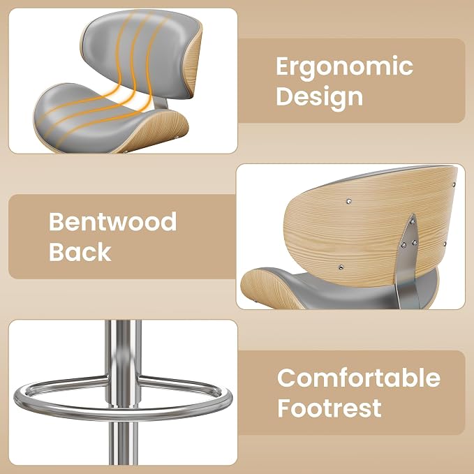 YaFiti Bar Stools for Kitchen Island, Swivel Bar Stools for Kitchen Counter - Image 4