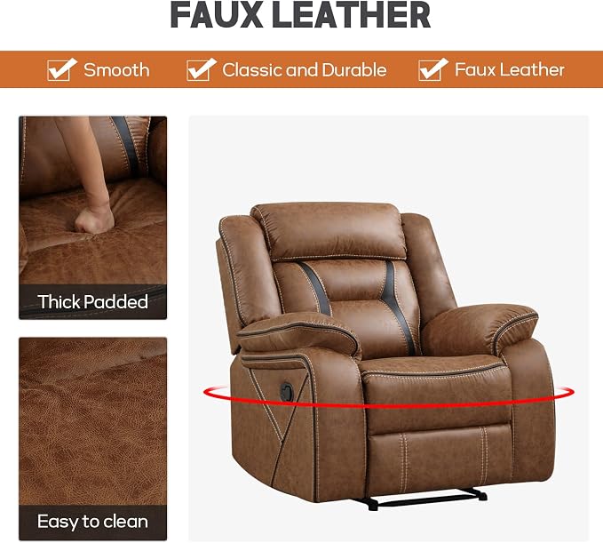 EBELLO Faux Leather Recliner Sofa Furniture Set - Image 3