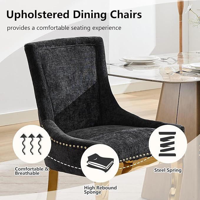 Upholstered Dining Chairs Set of 6, Modern Fabric Side Chairs - Image 4