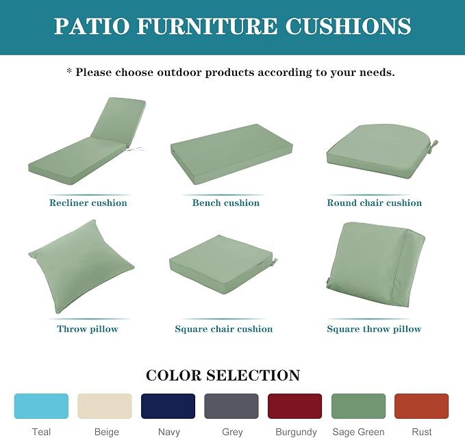 Chaise Lounge Cushion for Outdoor Furniture, Waterproof Fade and Tear Resistant - Image 8