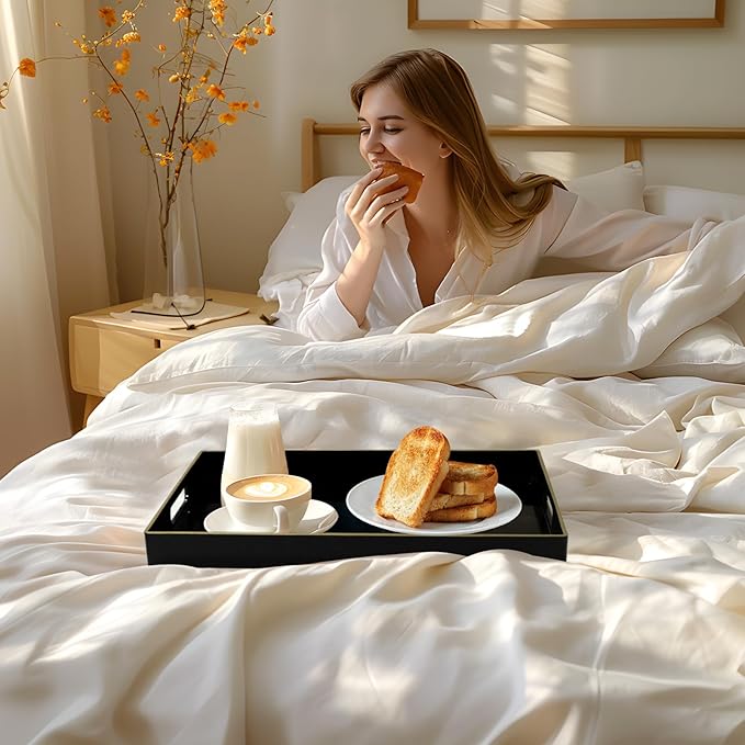 MAONAME Black Decorative Tray for Coffee Table, Modern Serving Tray - Image 5
