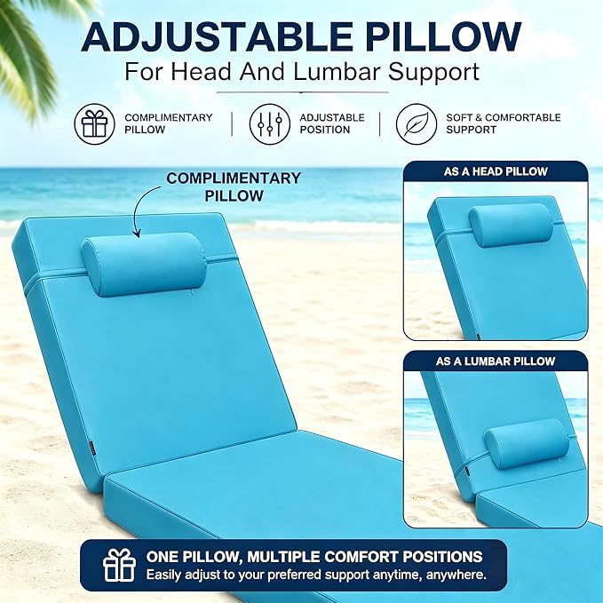 Chaise Lounge Cushion for Outdoor Furniture, Waterproof, Fade-Resistant and - Image 3
