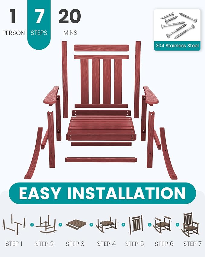 SEWALL HDPE Rocking Chair, Oversized Outdoor Rocking Chair - Image 7