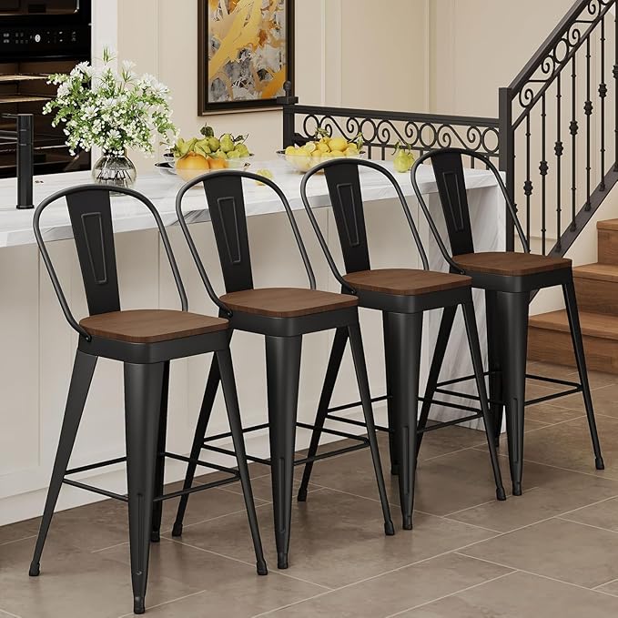 Andeworld Metal Bar Stools Set of 2, 24 inch Counter Height Barstools - Image 8