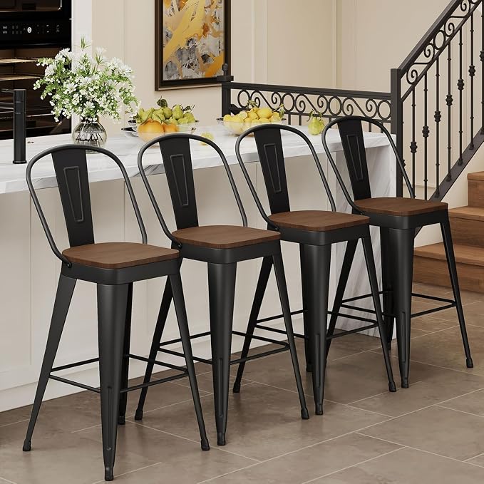 Andeworld Metal Bar Stools Set of 4, 30 inch Bar Height Barstools - Image 3