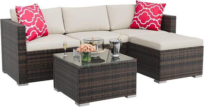 GAOMON 5-Piece All-Weather Patio Furniture Set, Convertible Outdoor Sectional by GAOMON