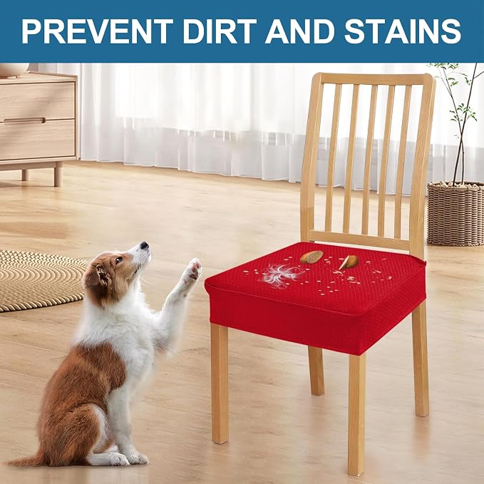 Smiry Waterproof Seat Covers for Dining Room Chairs Set of 2, Stretch Jacquard - Image 6