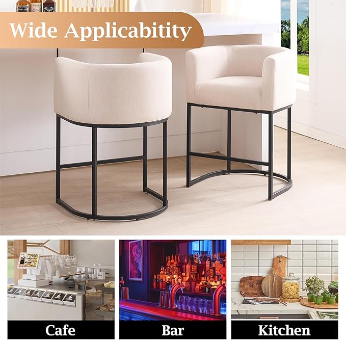 ClinQ 26" H Counter Height Bar Stools Set of 3, Modern Barrel Counter Stools - Image 5