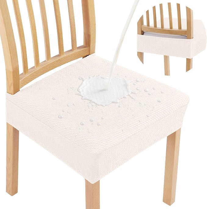 Smiry Waterproof Seat Covers for Dining Room Chairs Set of 4, Stretch Jacquard by Smiry