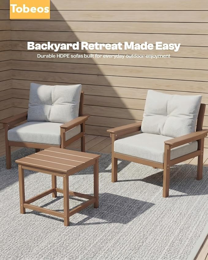 HDPE 7 Piece Patio Furniture Set, All-Weather Outdoor Couch Set - Image 7