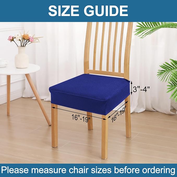 Smiry Waterproof Seat Covers for Dining Room Chairs Set of 4, Stretch Jacquard - Image 2