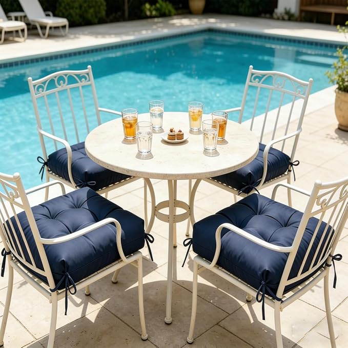 Set of 2 Patio Seat Cushions 19X19in Square Wicker Seat Pads Waterproof Rocking - Image 2