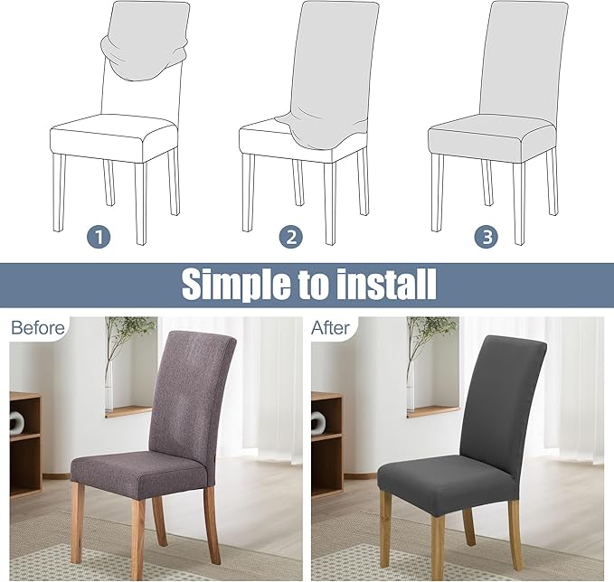 BIETYONE Stretch Dining Chair Covers Set of 6, Soft Removable Washable Kitchen - Image 4
