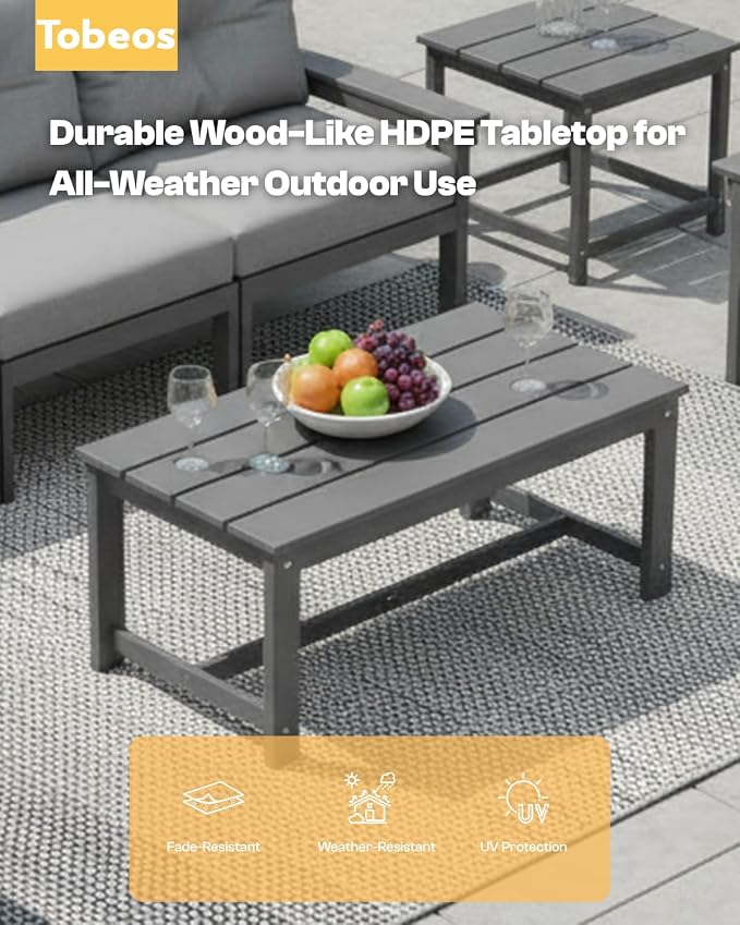 HDPE 10 Piece Outdoor Patio Furniture Set, All-Weather Outdoor Couch Set - Image 7