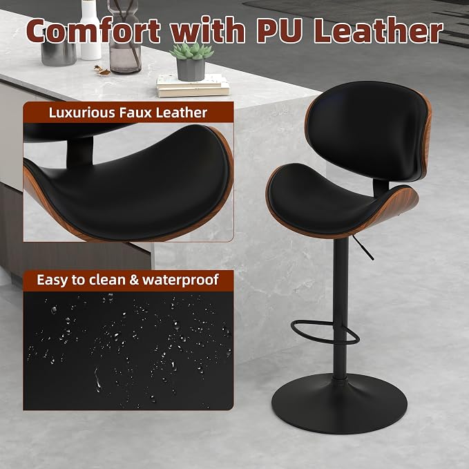 civama Bar Stools Set of 6 for Kitchen Counter, Adjustable Bar Height Chairs - Image 5