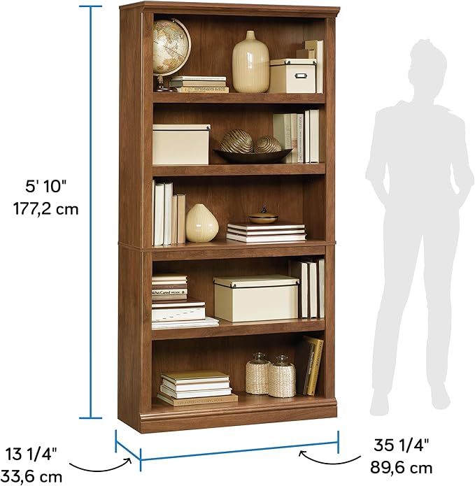 Sauder 5-Shelf Split Bookcase/ Book shelf, Oiled Oak finish - Image 3