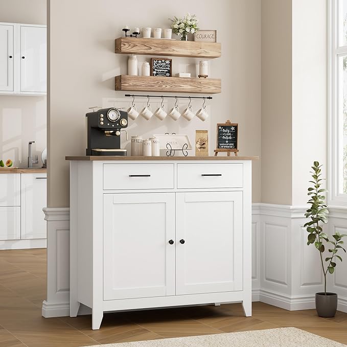 HORSTORS Kitchen Storage Cabinet, Modern Farmhouse Buffet Cabinet - Image 2