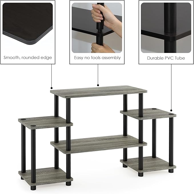 Furinno Turn-N-Tube No Tools Entertainment Center, Round Square Corner - Image 5
