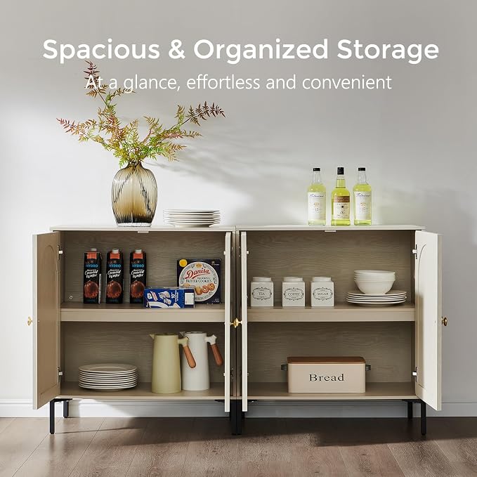 IFBUY Modern Sideboard Buffet Cabinet, 123.5" W Fluted Arched Buffet Cabinet - Image 3