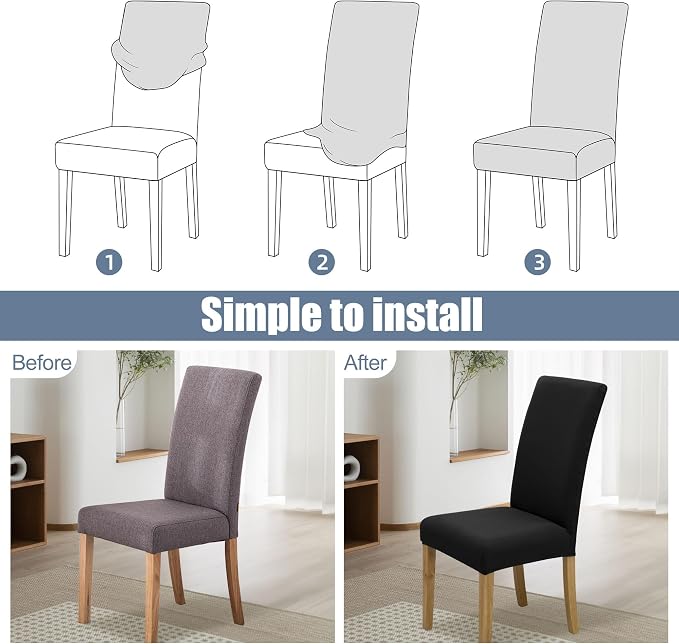 BIETYONE Stretch Dining Chair Covers Set of 4, Soft Removable Washable Kitchen - Image 4