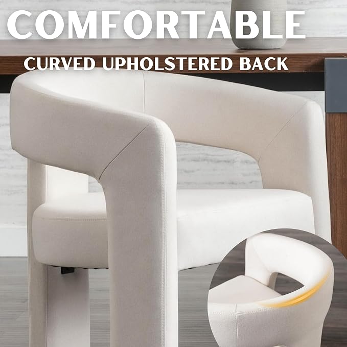 RIVOVA Modern Barrel Dining Chairs Set of 6, Linen Upholstered Accent Chairs - Image 4