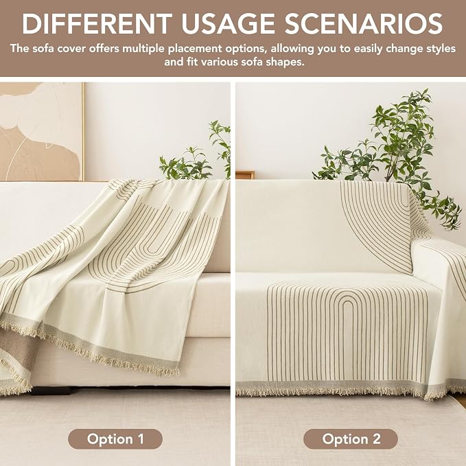 Couch Cover for Dogs, Boho Sofa Covers for 3 Cushion Couch, Chenille Sofa - Image 5