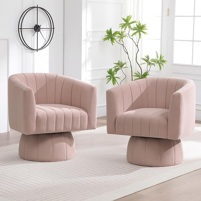 Swivel Accent Barrel Chair, Cute Comfy Small Round 360° Arm Chair. Velvet Sofa - Image 5