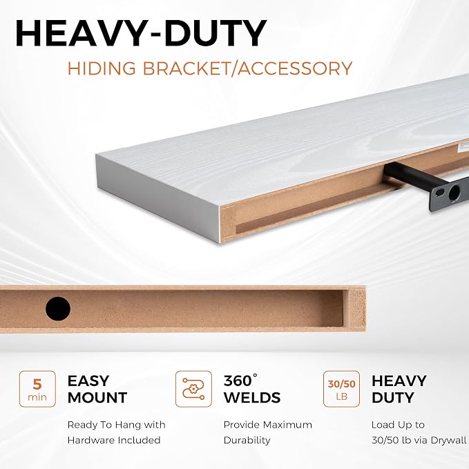 Fun Memories Floating Shelves for Wall, 22.5" Rustic Wood Deep Wall Mounted - Image 4