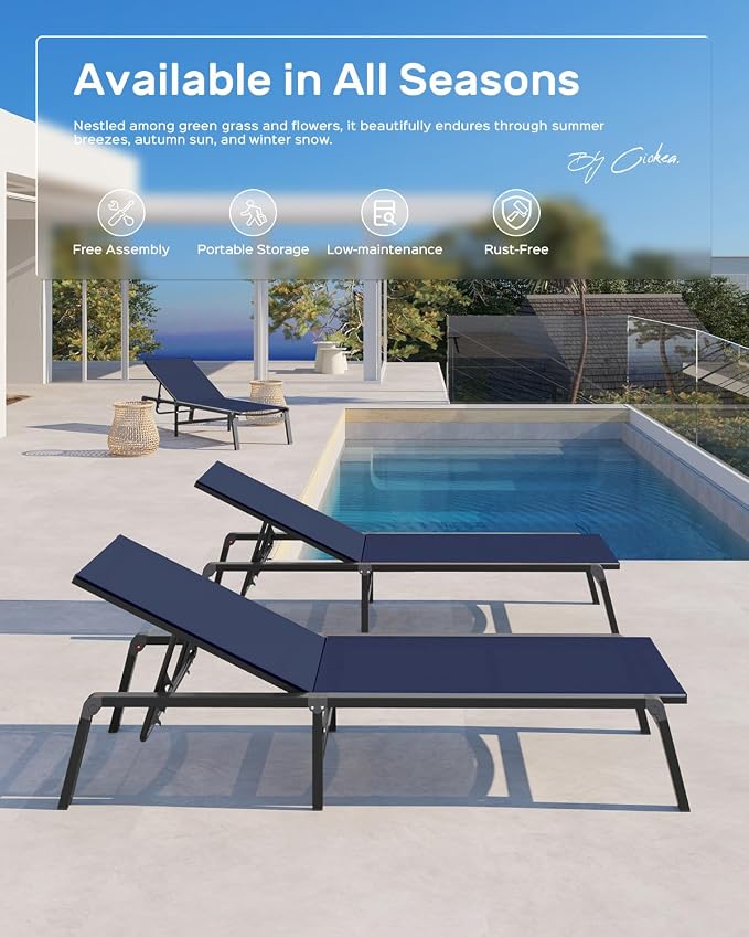 Patio Chaise Lounge Chair Set of 4, Foldable Lounge Chair - Image 4