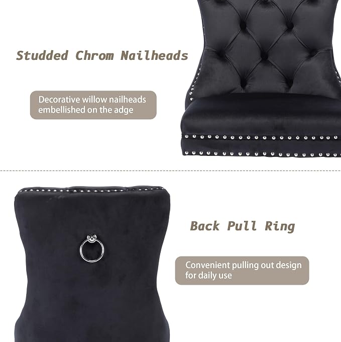 KCC Velvet Dining Chairs Set of 4, Upholstered High-end Tufted Dining Room Chair - Image 6