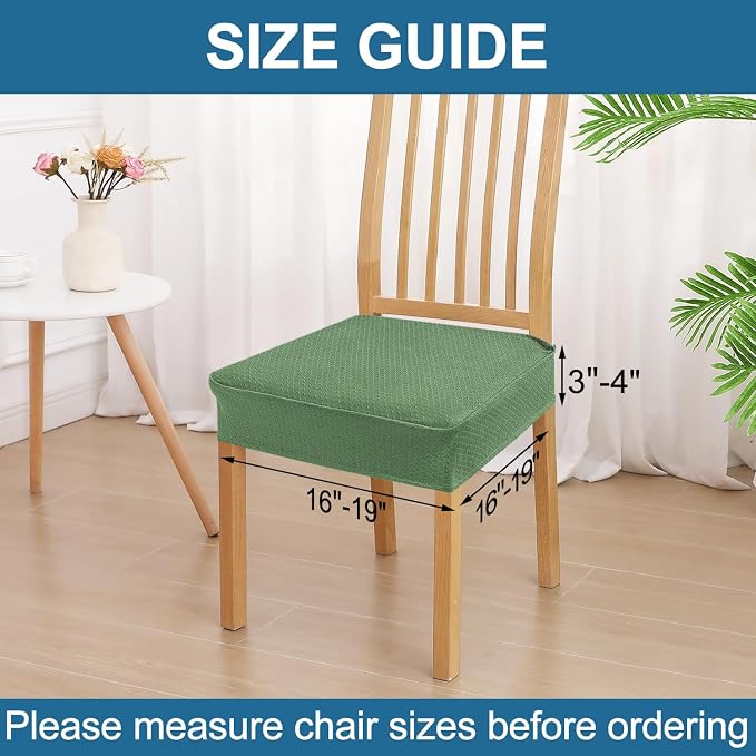 Smiry Waterproof Seat Covers for Dining Room Chairs Set of 8, Stretch Jacquard - Image 2