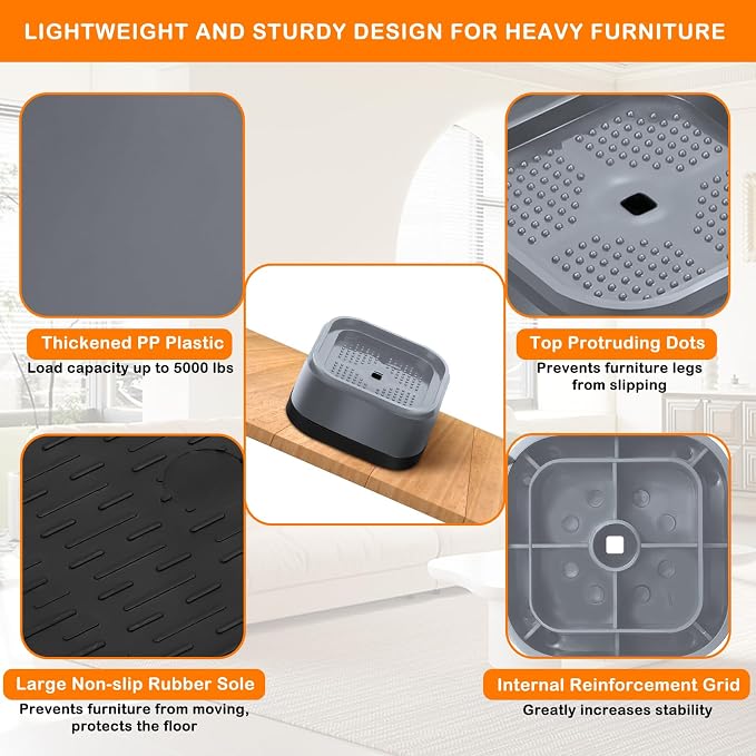 shouwuhho 9 Pack Furniture Risers Adjustable Bed Risers Heavy Duty Lifts Height - Image 5