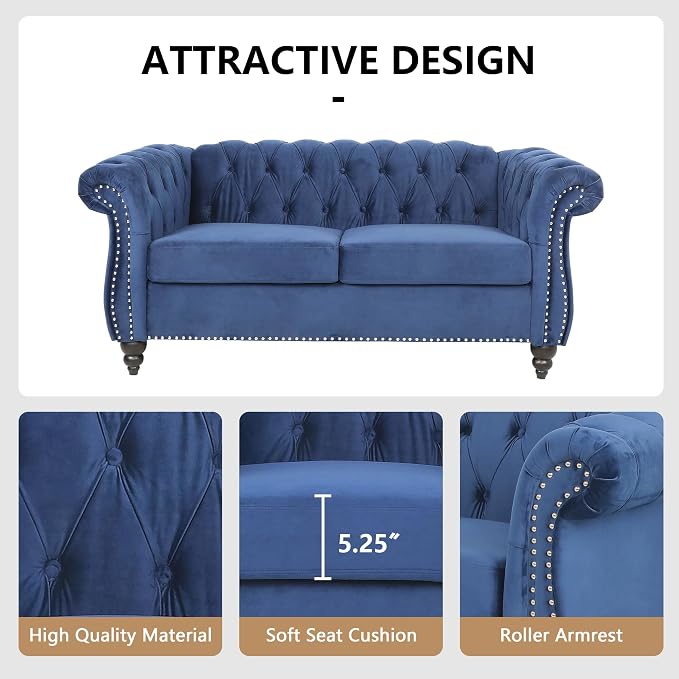 QHITTY 2 Piece Living Room Set, Sectional Chesterfield Sofa Chair Contemporary - Image 5