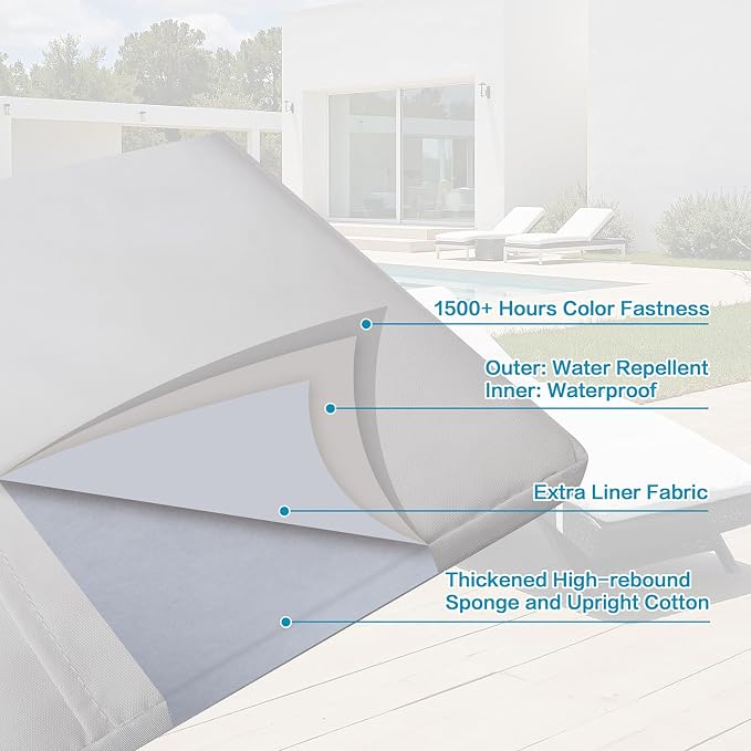 Outdoor Chaise Lounge Chairs + Coffee Table Set of 4 - Image 6