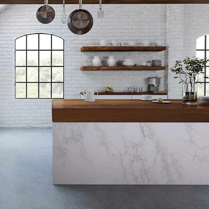 practicalWs Marble Wallpaper Granite White and Grey Paper Roll 23.6" x 118" - Image 4