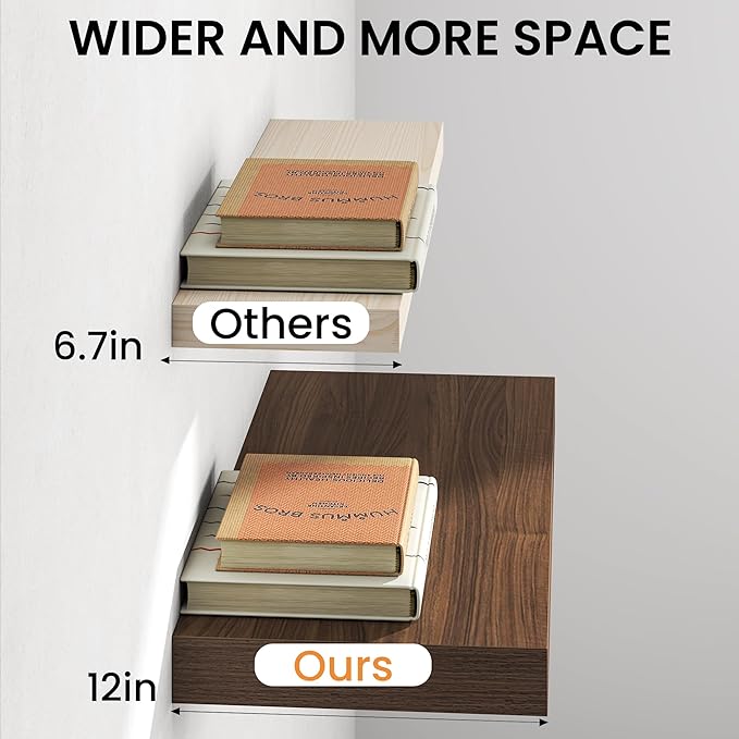 Fun Memories 72 Inch Floating Shelves, 12 Inch Deep Wall Shelf - Image 5