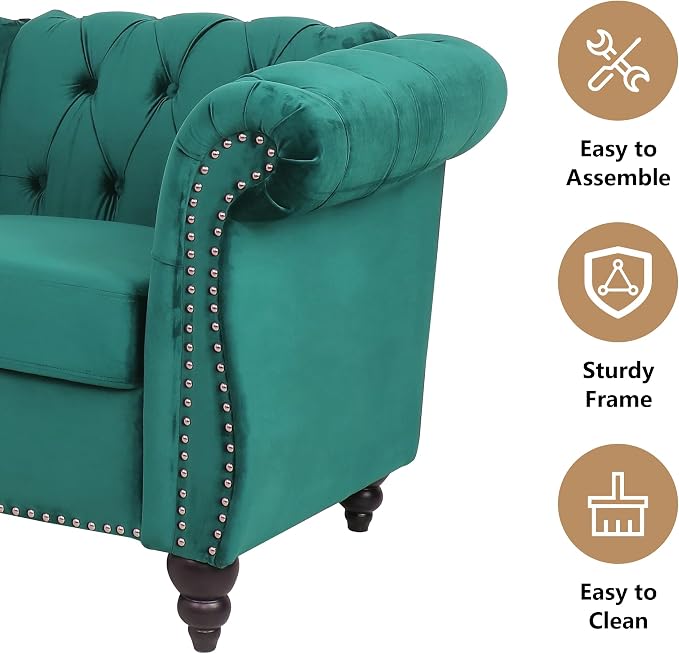 QHITTY 2 Piece Living Room Set, Sectional Chesterfield Sofa Chair Contemporary - Image 5