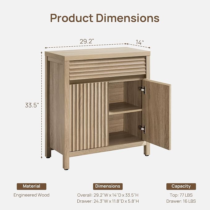 SICOTAS 29" Fluted Buffet Cabinet - Image 2