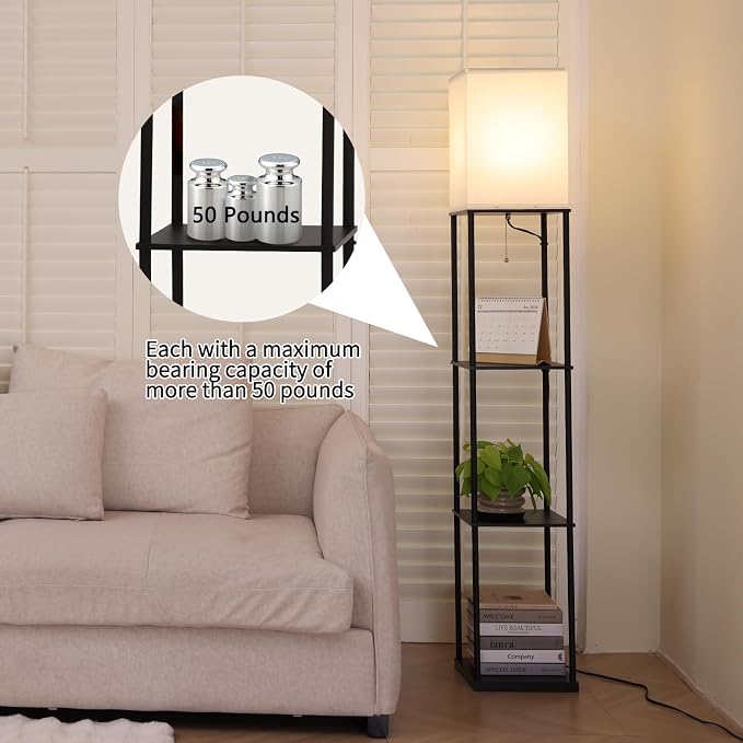 Gupuzm Floor Lamp with Shelves, with Modern Square Standing Lamp with Smart APP - Image 3