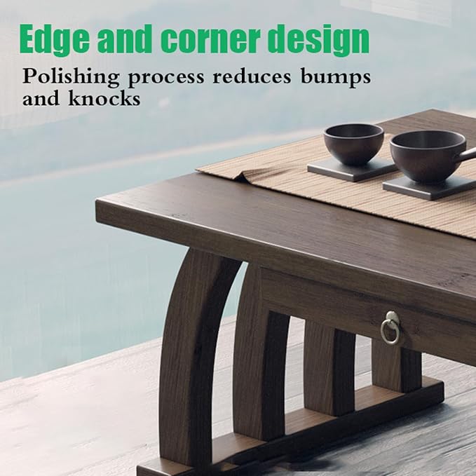 Stylish Portable Japanese Wooden Floor Table - Image 3