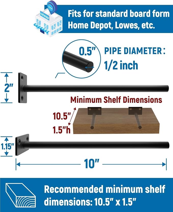 LEOPO 24-Pack 10 inch Floating Shelf Brackets, Hidden Shelf Bracket - Image 3
