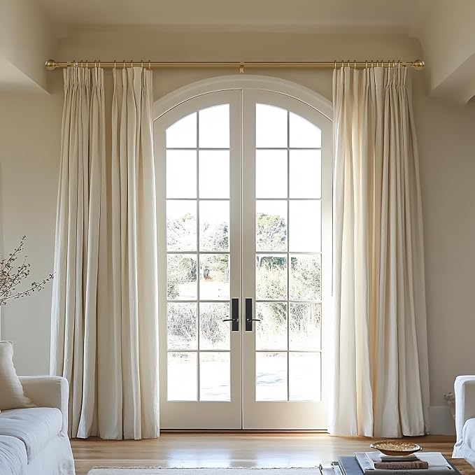 Warm Gold Long Curtain Rods for Windows 66 to 120 Inch 1" Diameter Adjustable - Image 2