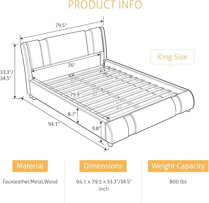SHA CERLIN King Size Bed Frame - Image 2
