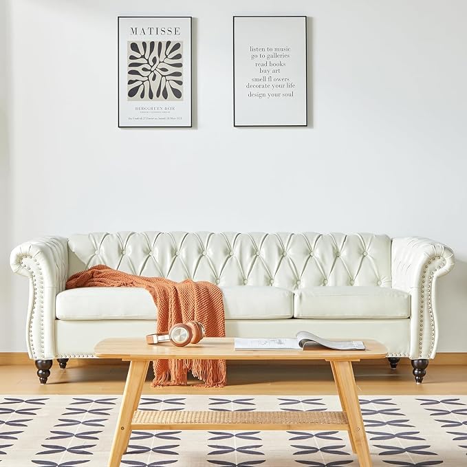 AVZEAR Leather Sofa 3 Seater Couch, Living Room Sofa Large Sofa Furniture Roll by AVZEAR