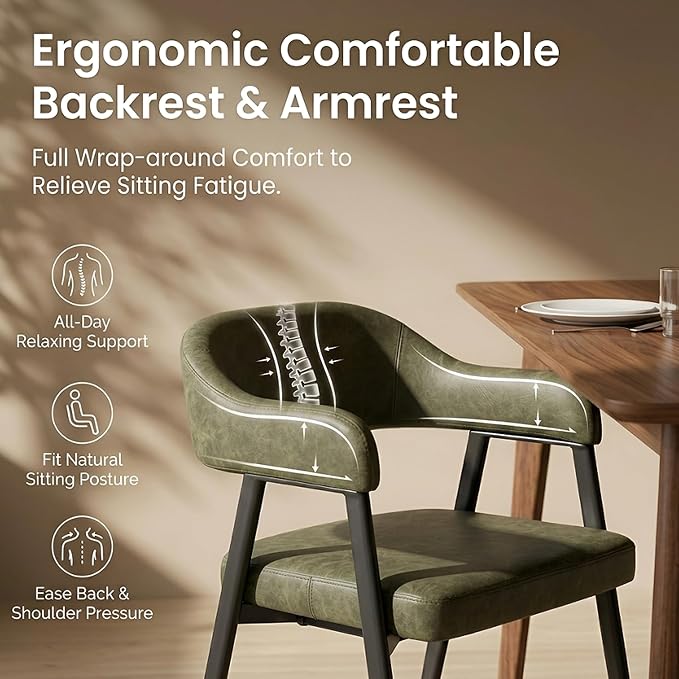 HNY Modern Dining Room Arm Chairs Set of 4, Open-Back Kitchen Side Chairs - Image 3