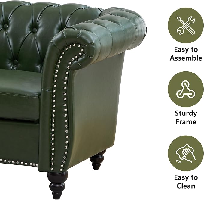Mid-Century Sofa Chair, Faux Leather Accent Chair - Image 4