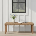 Outdoor Backless Bench, All-Weather Wicker & Solid Acacia Wood, Premium Garden by AVCONNECT