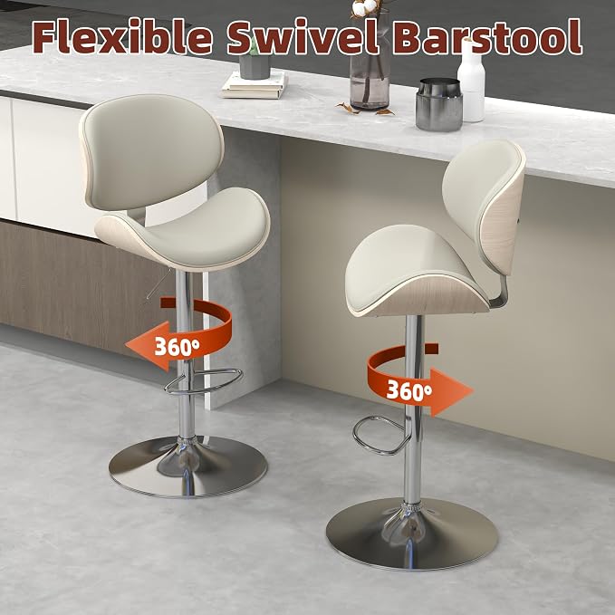 civama Bar Stools Set of 2 for Kitchen Counter, Adjustable Bar Height Chairs - Image 9