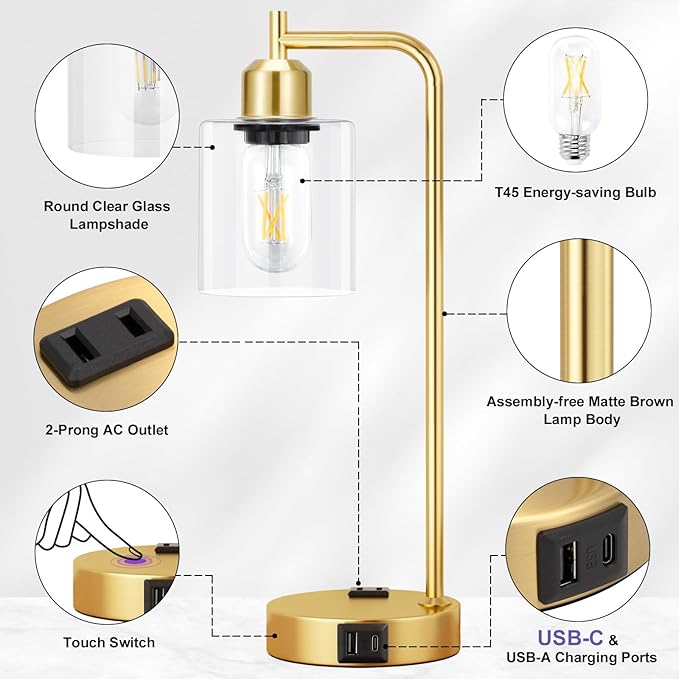 Innqoo Industrial Gold Table Lamp - Image 4